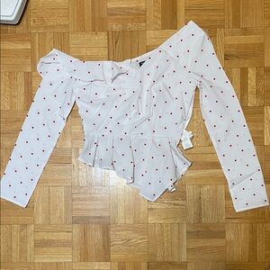 Nasty Gal Red Polka Dot Blouse